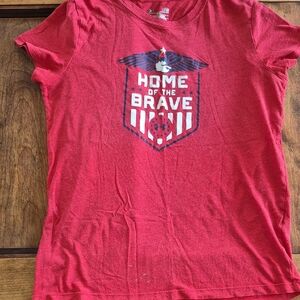 LG Red HeatGear T-Shirt. Small Stain On Bottom, Barely Noticeable.